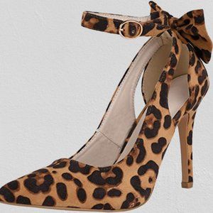 Pointed Toe High Heels Bowtie Ankle Strap  For women